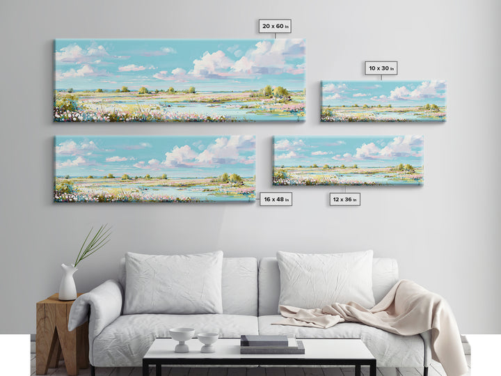 Fresh Air Meadow Landscape for Clean Mood Canvas Print, Laundry Room Art, Fine Art Print, Living Room Decor, Oil Painting, LRA-3x1-39