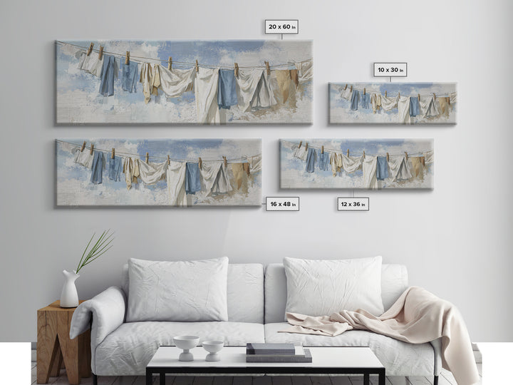Linen Texture Abstract Canvas Print, Laundry Room Art, Whimsical Art, Living Room Decor, Abstract Art, Clean, Statement Artwork, LRA-3x1-4