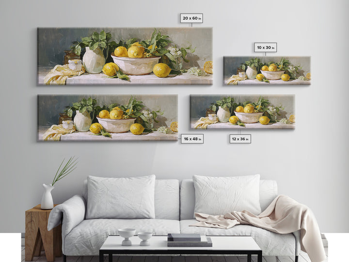 Lemon and Clean Linen Still Life Framed Canvas Print, Laundry Room Art, Digital Print, Living Room Decor, Fine Art, Clean, LRA-3x1-67