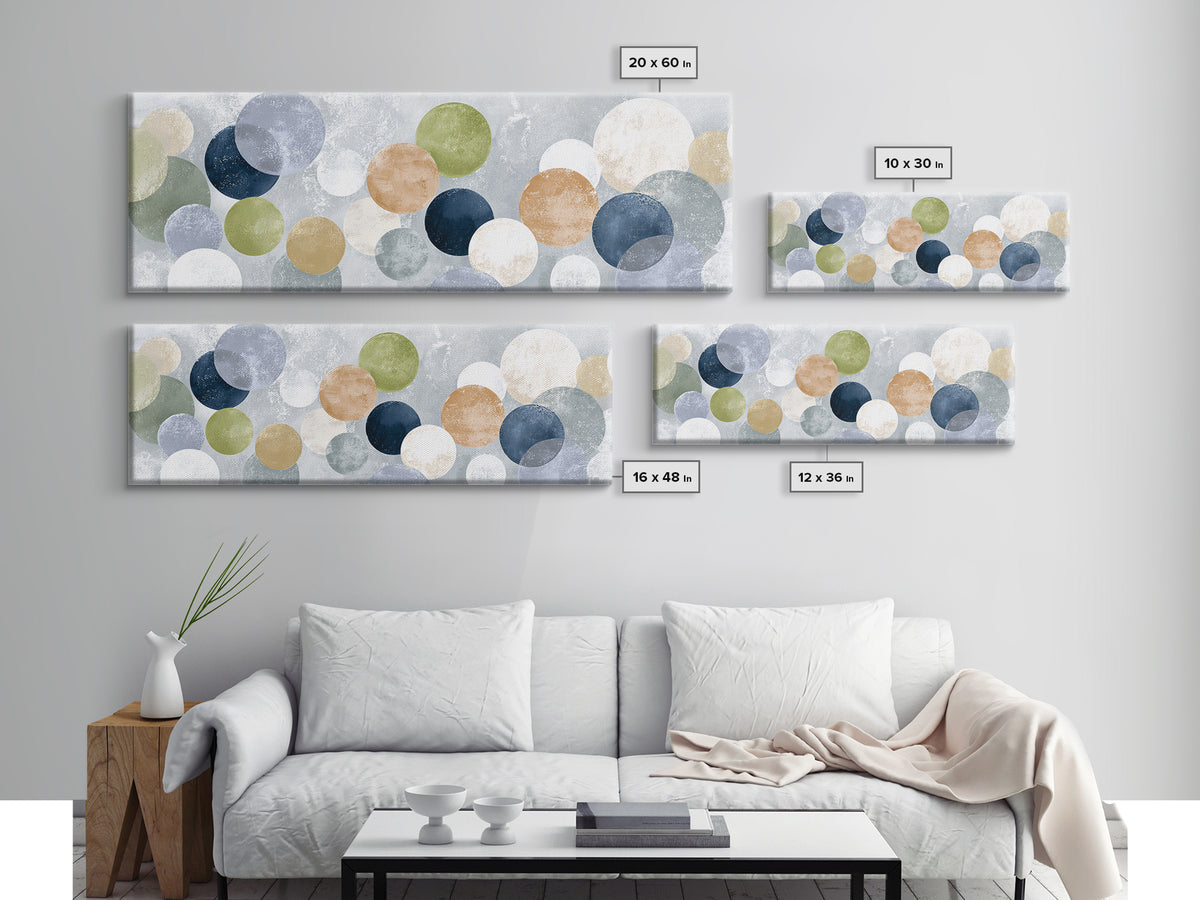Soap Bubbles Rendered as Playful Abstract Circles Canvas Print, Laundry Room Art, Living Room Decor, Abstract Art, Clean, LRA-3x1-70