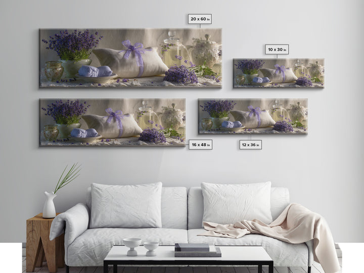 Lavender Sachet and Ribbon Still Life Framed Canvas Print, Laundry Room Art, Printable Art, Living Room Decor, Fine Art, Clean, LRA-3x1-9