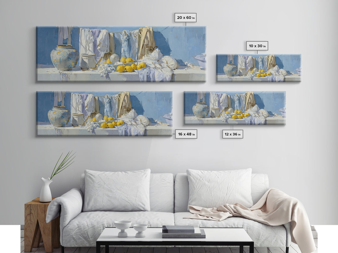 Lemon and Clean Linen Still Life Canvas Print, Laundry Room Art, Room Decor, Living Room Decor, Abstract Art, Clean, LRA-3x1-91