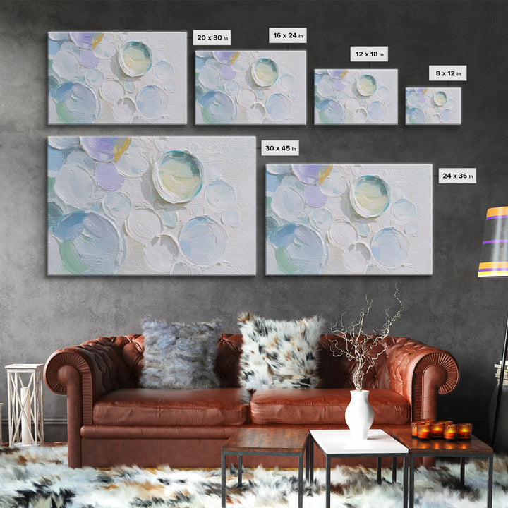 Soap Bubbles Rendered as Playful Abstract Circles Canvas Print, Laundry Room Art, Downloadable Art, Living Room Decor, Clean, LRA-3x2-82