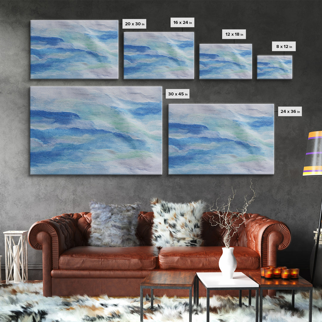 Clean Blue Water Ripple Abstraction Canvas Print, Laundry Room Art, Custom Wall Art, Living Room Decor, Fine Art, Clean, LRA-3x2-94