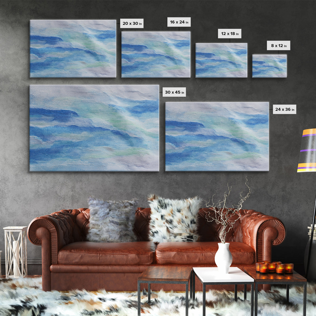 Clean Blue Water Ripple Abstraction Canvas Print, Laundry Room Art, Custom Wall Art, Living Room Decor, Fine Art, Clean, LRA-3x2-94