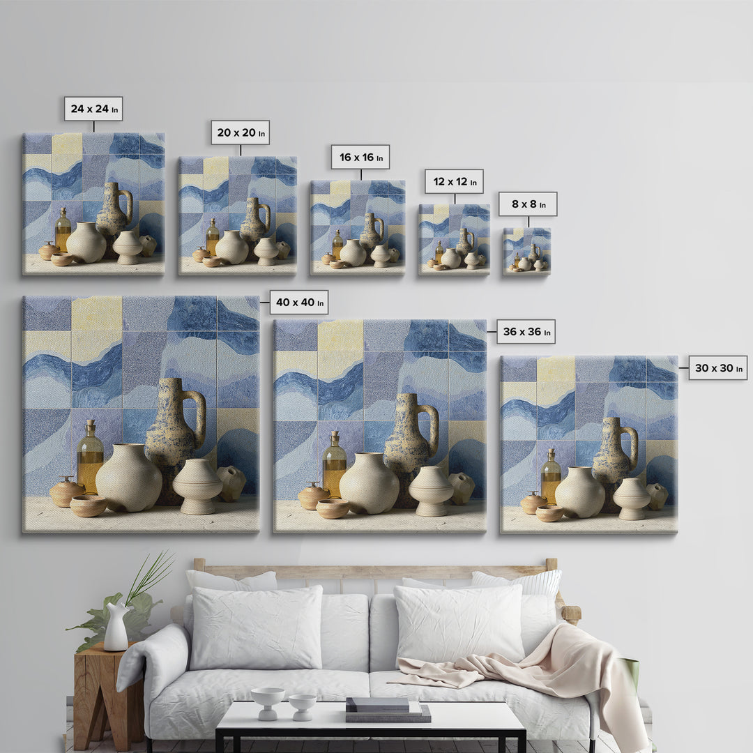 Coastal Cliffs with Sparkling Blue Water Canvas Print, Mediterranean Art, Large Wall Art, Living Room Decor, Fine Art, Azure, MAR-1x1-20