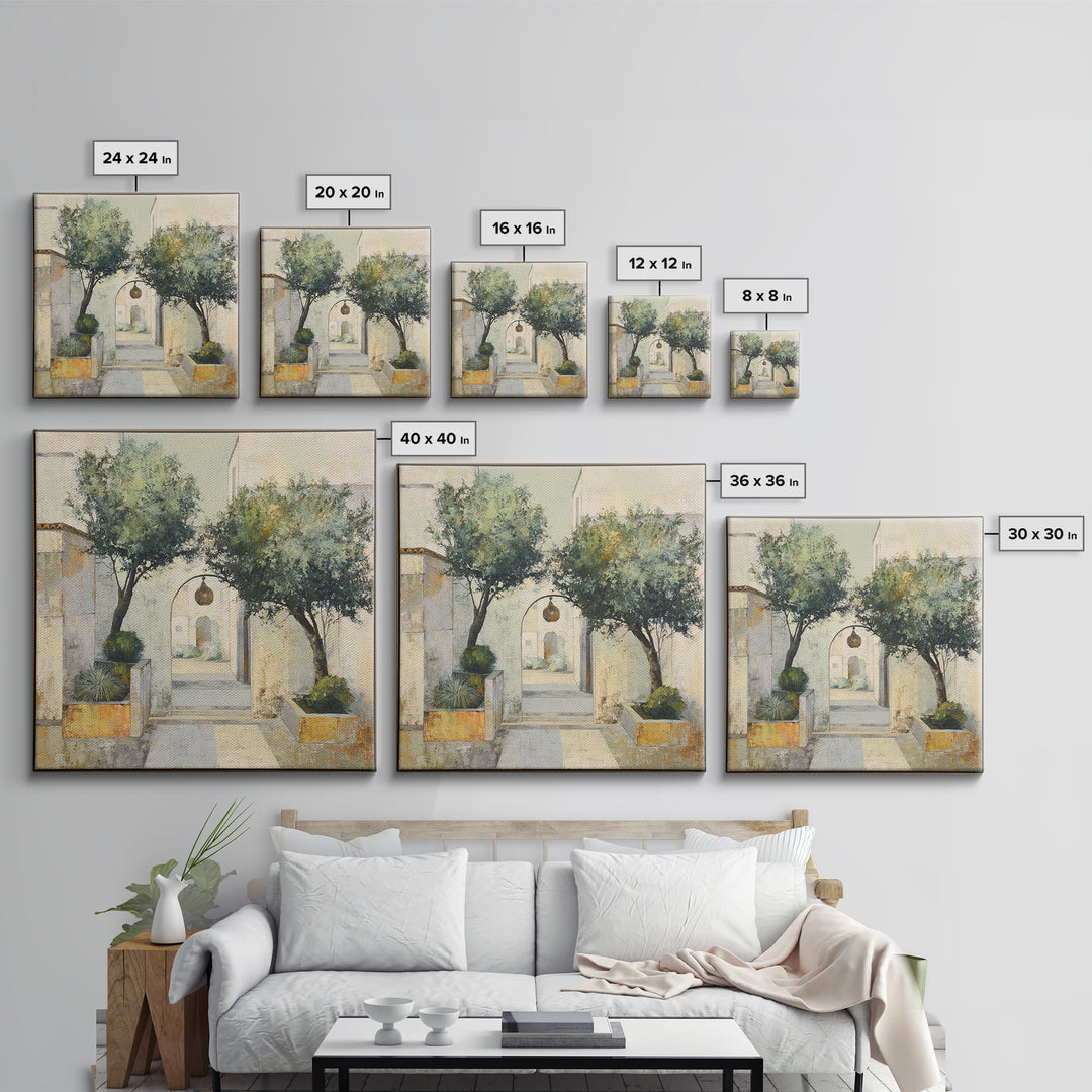 Olive Grove under Pale Morning Light Canvas Print, Mediterranean Art, Gallery Decor, Living Room Decor, Fine Art, Azure, MAR-1x1-89