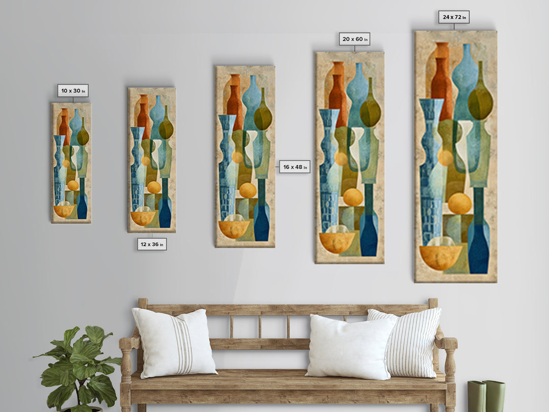 Spanish Tile Ornament Canvas Print, Mediterranean Art, Farmhouse Decor, Living Room Decor, Fine Art, Azure, Landscape Painting, MAR-1x3-100