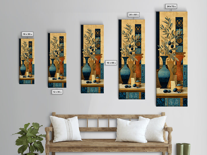 Figs Olives and Cheese Still Life Framed Canvas Print, Mediterranean Art, Travel Poster, Living Room Decor, Fine Art, Azure, MAR-1x3-20