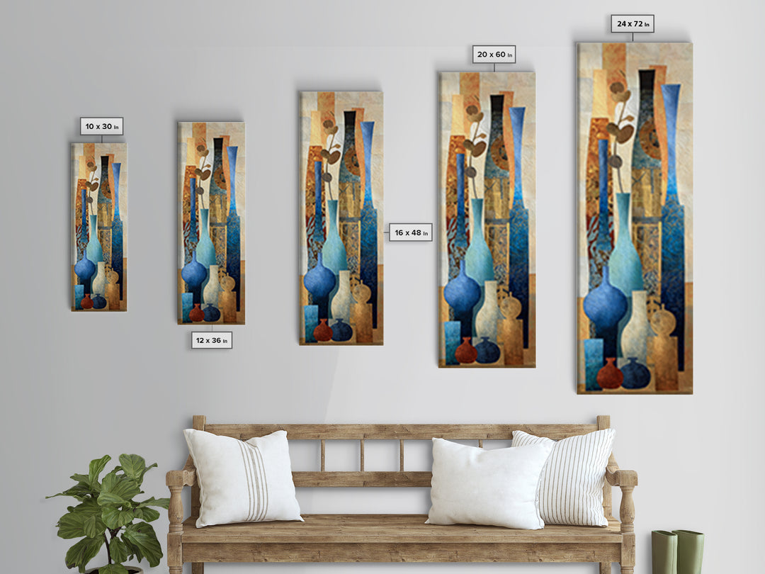 Warm Terra Cotta Abstract Landscape Canvas Print, Mediterranean Art, Watercolor Art, Living Room Decor, Fine Art, Azure, MAR-1x3-26
