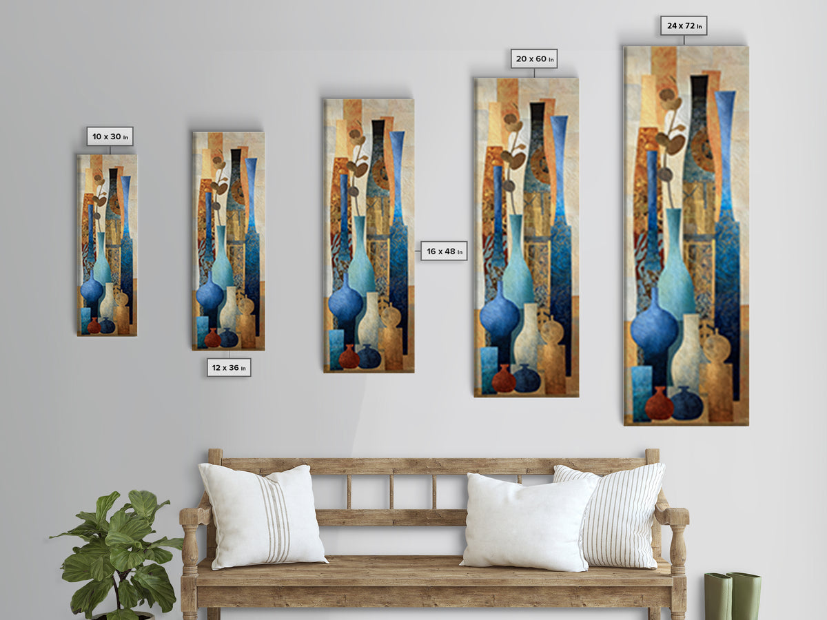 Warm Terra Cotta Abstract Landscape Canvas Print, Mediterranean Art, Watercolor Art, Living Room Decor, Fine Art, Azure, MAR-1x3-26