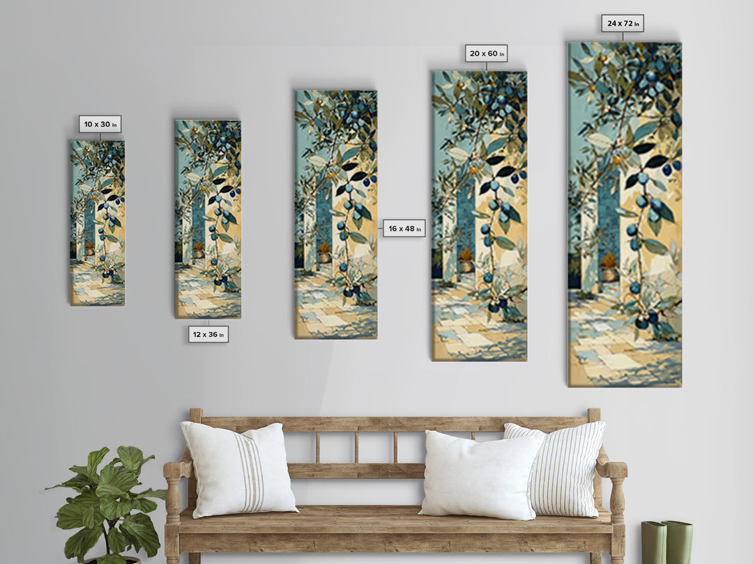 Olive Grove under Pale Morning Light Framed Canvas Print, Mediterranean Art, Downloadable Art, Living Room Decor, Azure, MAR-1x3-29