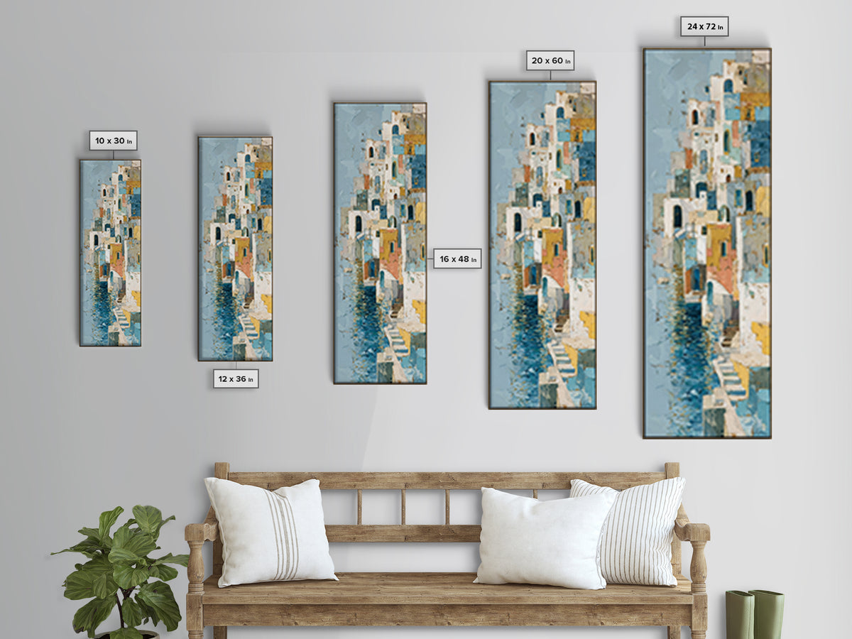 Coastal Cliffs with Sparkling Blue Water Canvas Print, Mediterranean Art, Neutral Decor, Living Room Decor, Fine Art, Azure, MAR-1x3-32