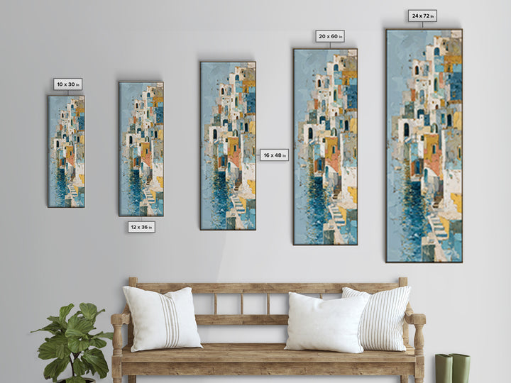 Coastal Cliffs with Sparkling Blue Water Canvas Print, Mediterranean Art, Neutral Decor, Living Room Decor, Fine Art, Azure, MAR-1x3-32