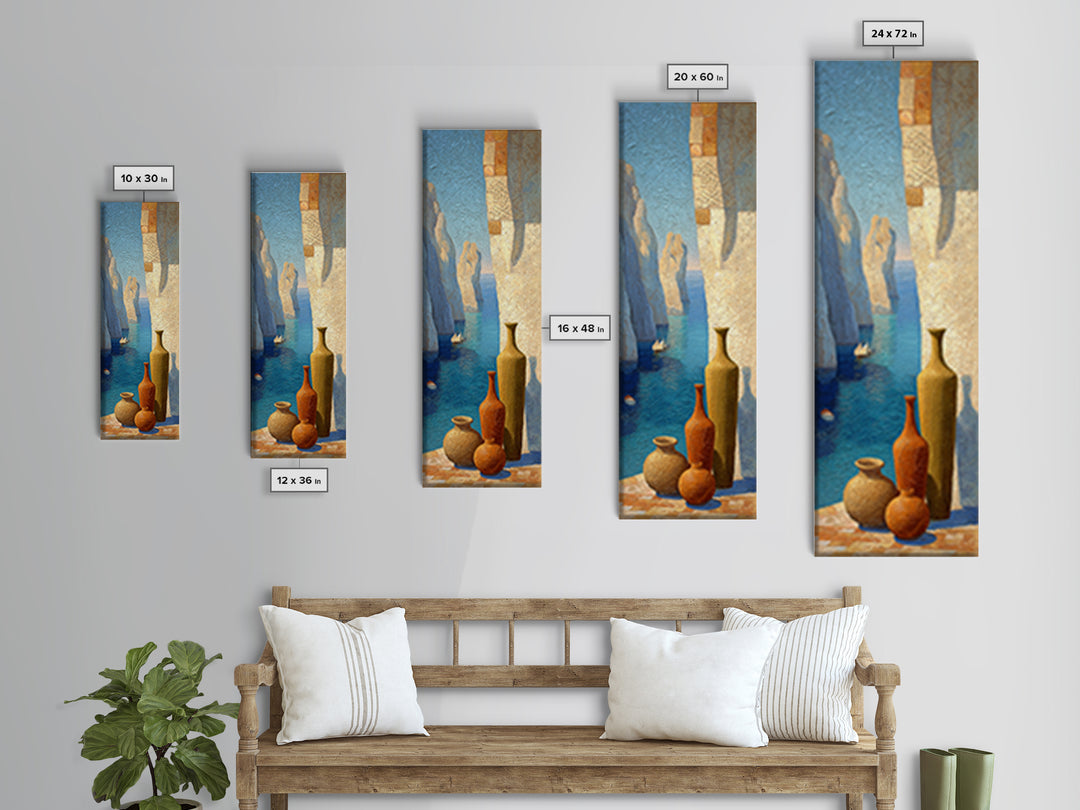 Coastal Cliffs with Sparkling Blue Water Canvas Print, Mediterranean Art, Contemporary Art, Living Room Decor, Fine Art, Azure, MAR-1x3-56