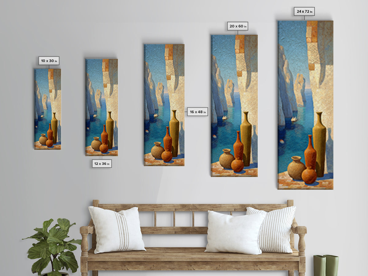 Coastal Cliffs with Sparkling Blue Water Canvas Print, Mediterranean Art, Contemporary Art, Living Room Decor, Fine Art, Azure, MAR-1x3-56