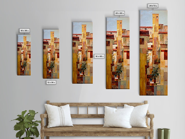 Sunset over Red Tiled Rooftops Canvas Print, Mediterranean Art, Printable Wall Art, Living Room Decor, Fine Art, Azure, MAR-1x3-59