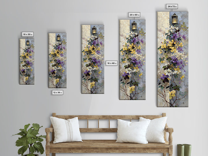 Bougainvillea Cascading over Stone Wall Canvas Print, Mediterranean Art, Fine Art Print, Living Room Decor, Fine Art, Azure, MAR-1x3-65