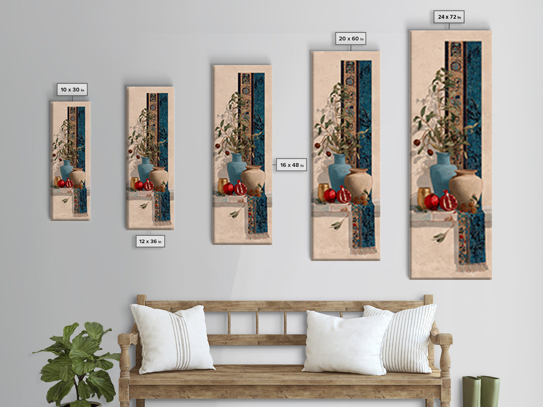 Pomegranate Still Life Canvas Print, Mediterranean Art, Modern Decor, Living Room Decor, Fine Art, Azure, Printable Wall Art, MAR-1x3-7