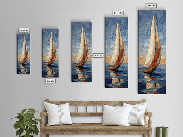 Mediterranean Sailboat on Glassy Water Canvas Print, Mediterranean Art, Landscape Wall Art, Living Room Decor, Fine Art, Azure, MAR-1x3-78