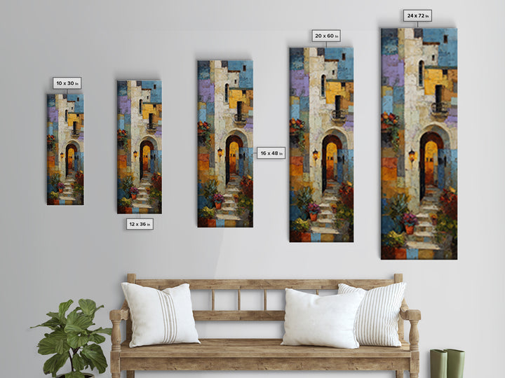 Coastal Cliffs with Sparkling Blue Water Framed Canvas Print, Mediterranean Art, Large Wall Art, Living Room Decor, Azure, MAR-1x3-80