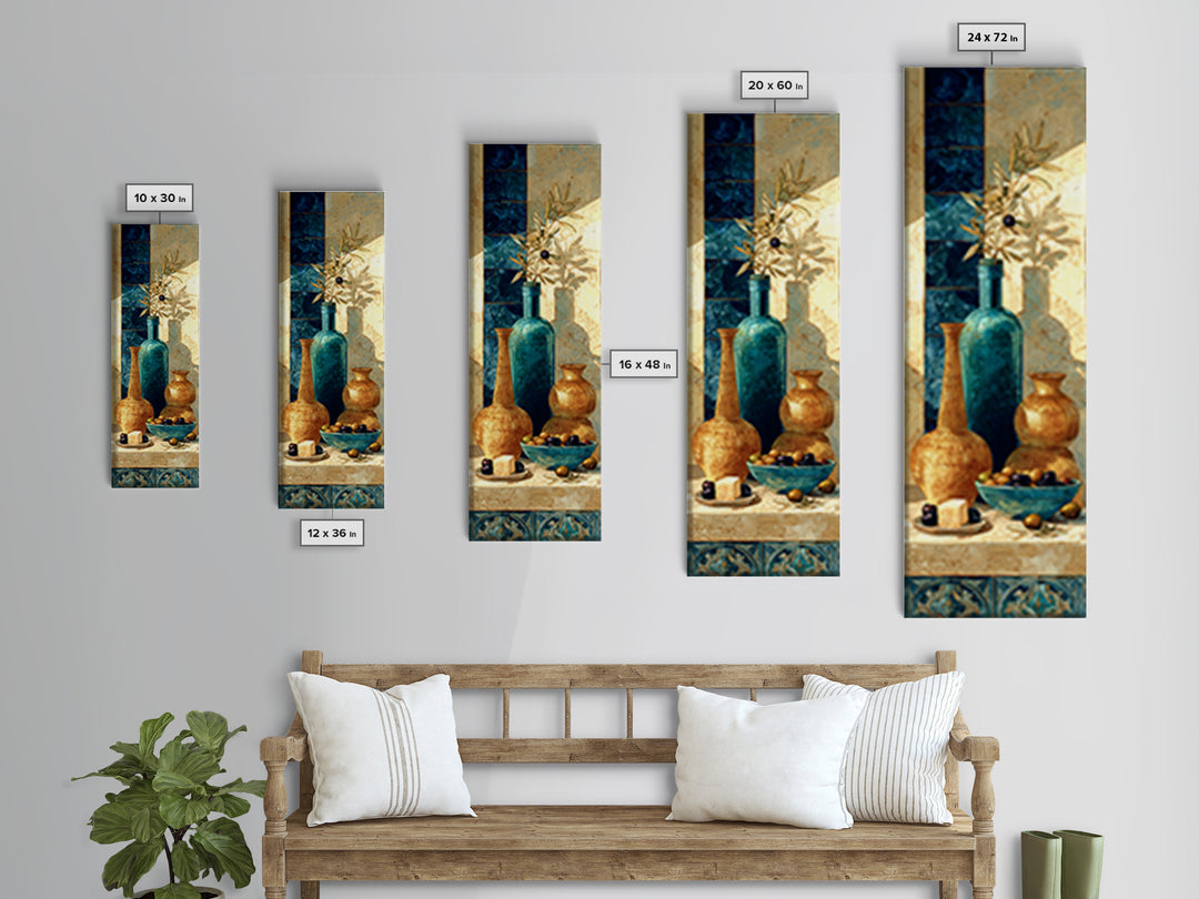 Figs Olives and Cheese Still Life Framed Canvas Print, Mediterranean Art, Printable Art, Living Room Decor, Fine Art, Azure, MAR-1x3-92