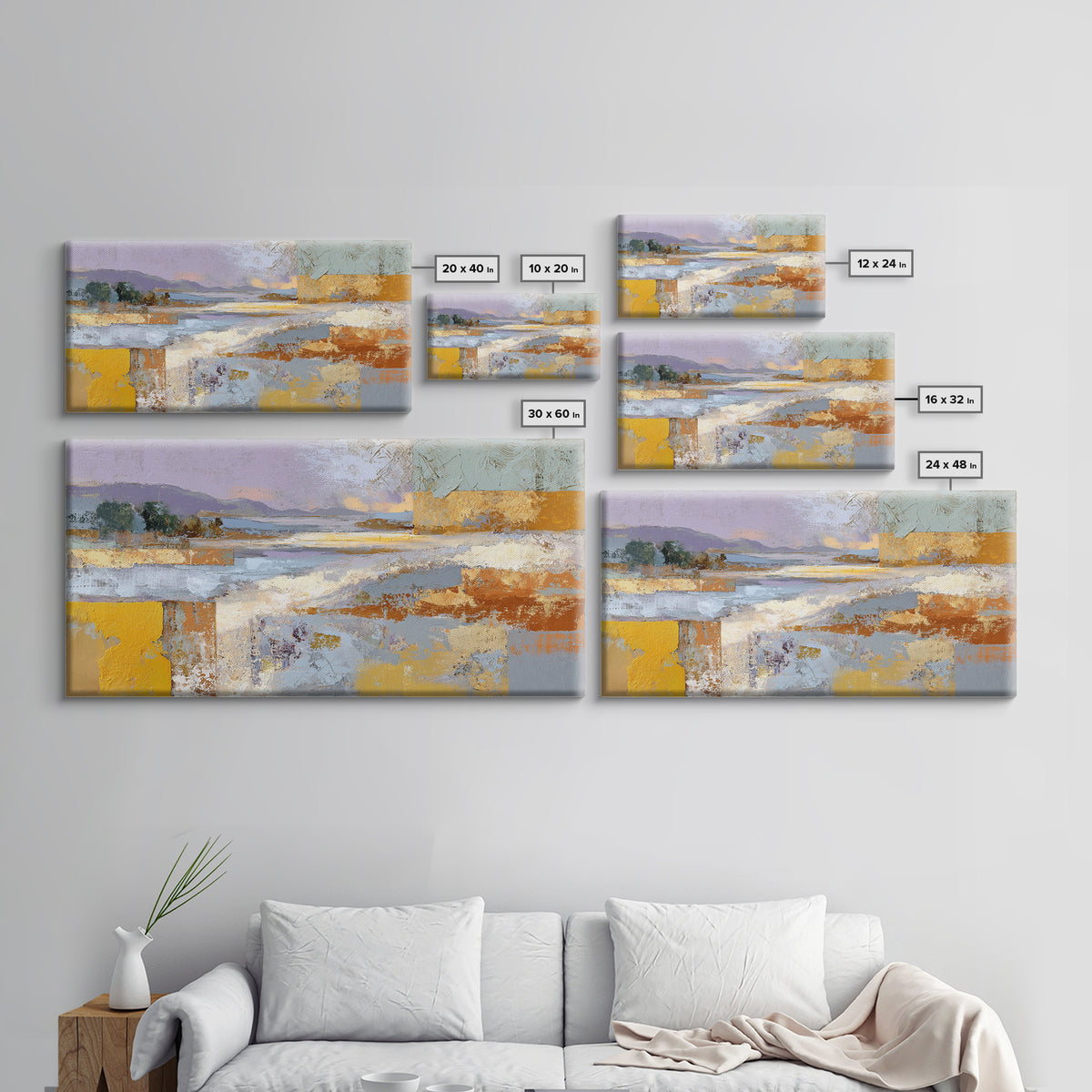 Warm Terra Cotta Abstract Landscape Canvas Print, Mediterranean Art, Room Decor, Living Room Decor, Azure, Printable Art, MAR-2x1-58