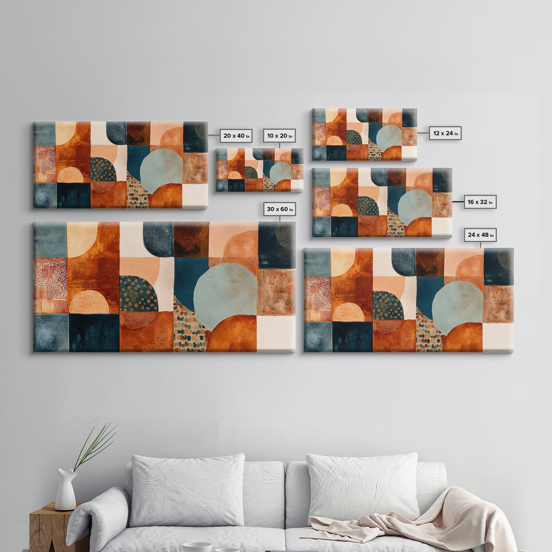 Warm Terra Cotta Abstract Landscape Canvas Print, Mediterranean Art, Room Decor, Living Room Decor, Azure, Printable Art, MAR-2x1-82
