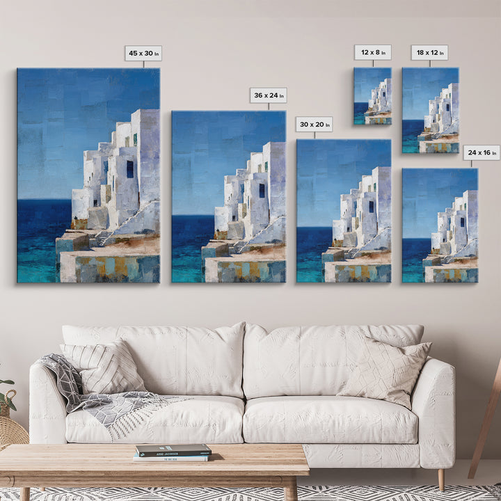 Greek Island White Buildings Above Blue Sea Canvas Print, Mediterranean Art, Art Print, Living Room Decor, Fine Art, Azure, MAR-2x3-9