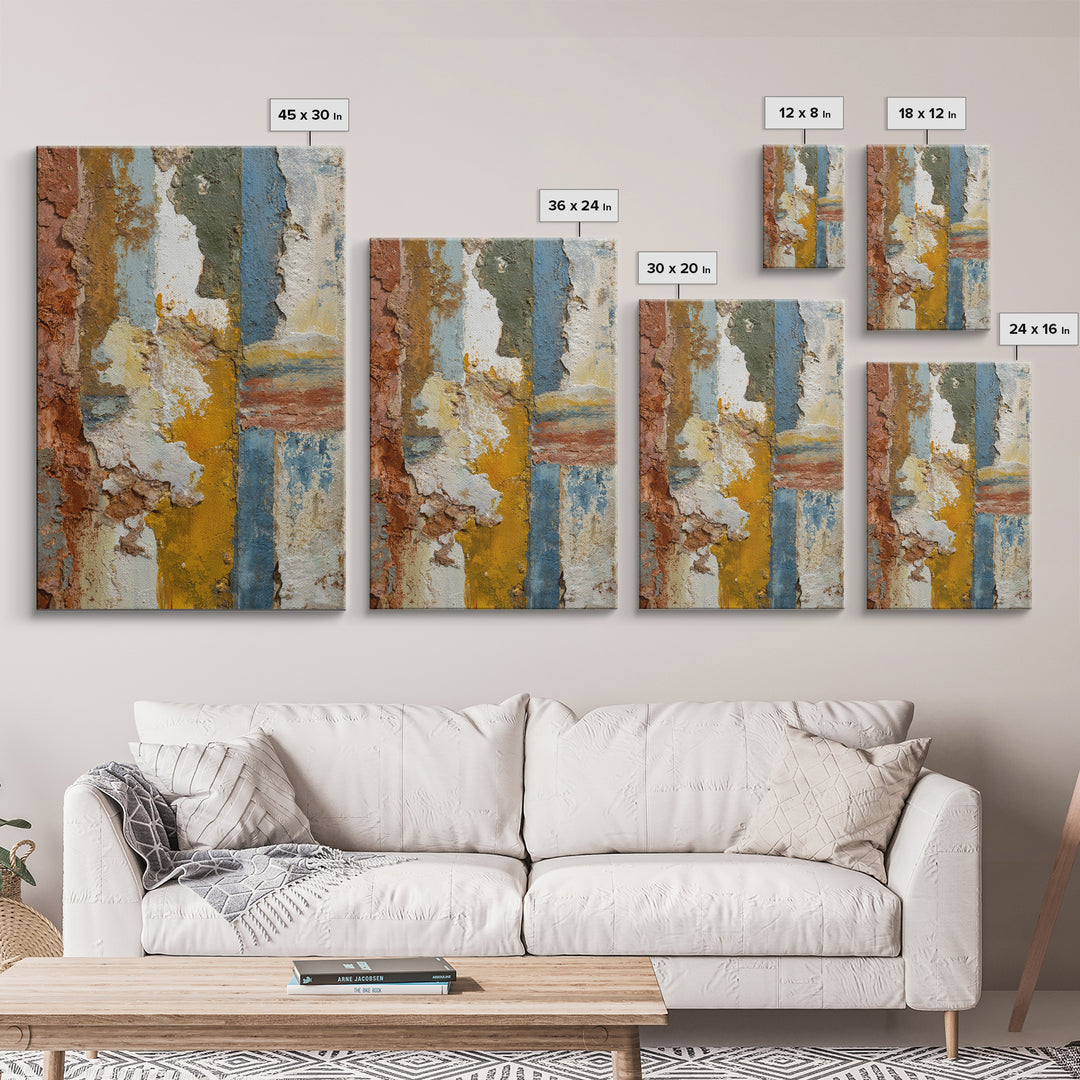 Warm Terra Cotta Abstract Landscape Framed Canvas Print, Mediterranean Art, Original Painting, Living Room Decor, Azure, MAR-2x3-94