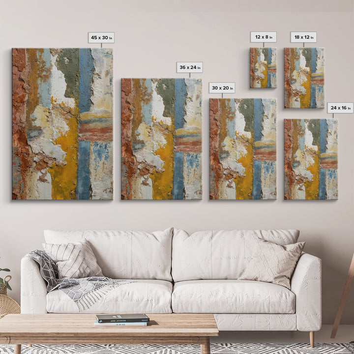 Warm Terra Cotta Abstract Landscape Framed Canvas Print, Mediterranean Art, Original Painting, Living Room Decor, Azure, MAR-2x3-94