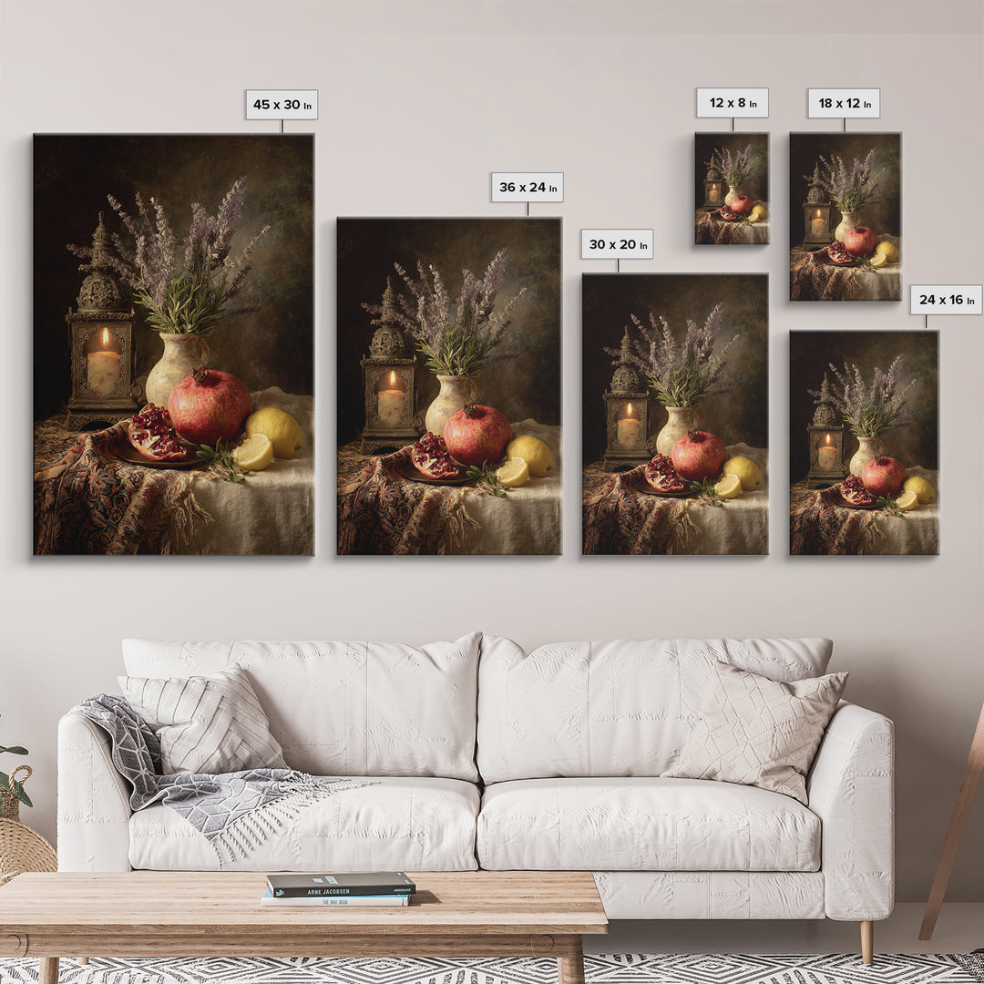 Pomegranate Still Life Canvas Print, Mediterranean Art, Printable Wall Art, Living Room Decor, Fine Art, Azure, Modern Wall Art, MAR-2x3-99