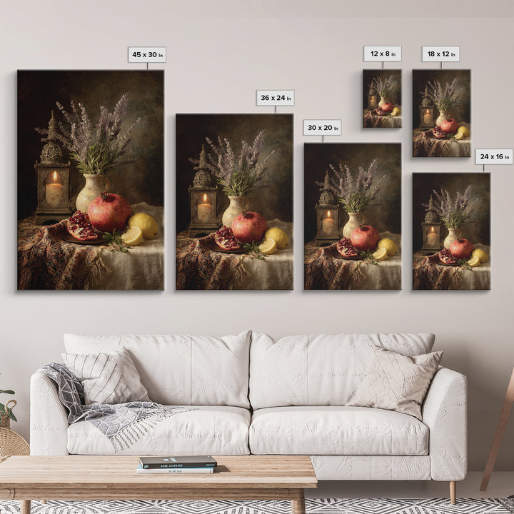 Pomegranate Still Life Canvas Print, Mediterranean Art, Printable Wall Art, Living Room Decor, Fine Art, Azure, Modern Wall Art, MAR-2x3-99