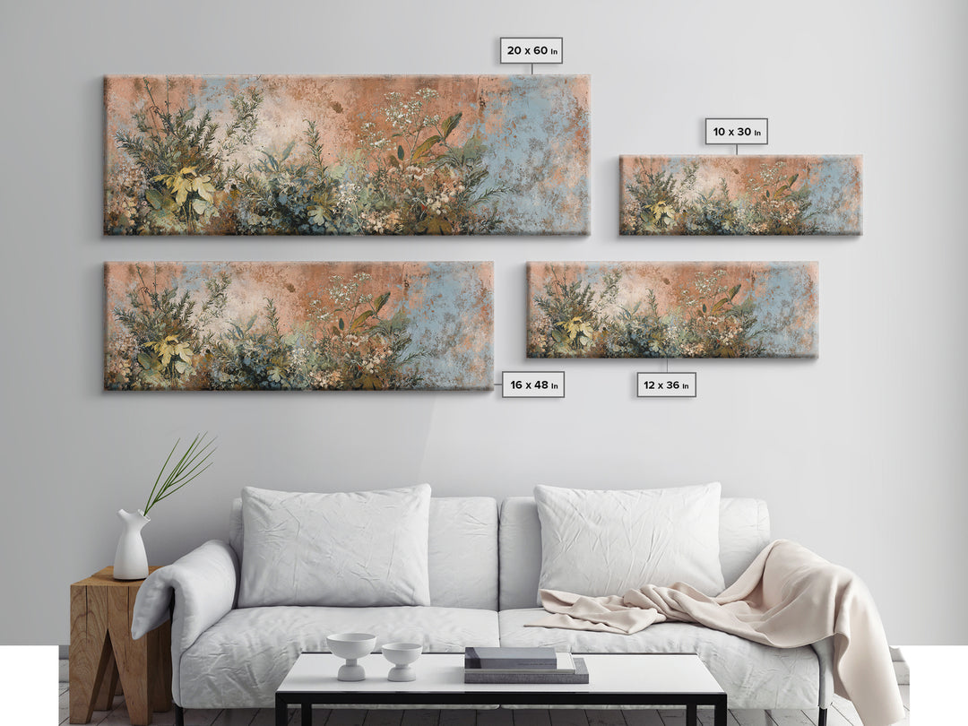 Wild Herbs Rosemary and Thyme Botanical Study Canvas Print, Mediterranean Art, Travel Poster, Living Room Decor, Oil Painting, MAR-3x1-40