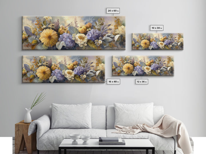 Greek Vase Modern Floral Design Framed Canvas Print, Mediterranean Art, Room Decor, Living Room Decor, Oil Painting, Azure, MAR-3x1-55