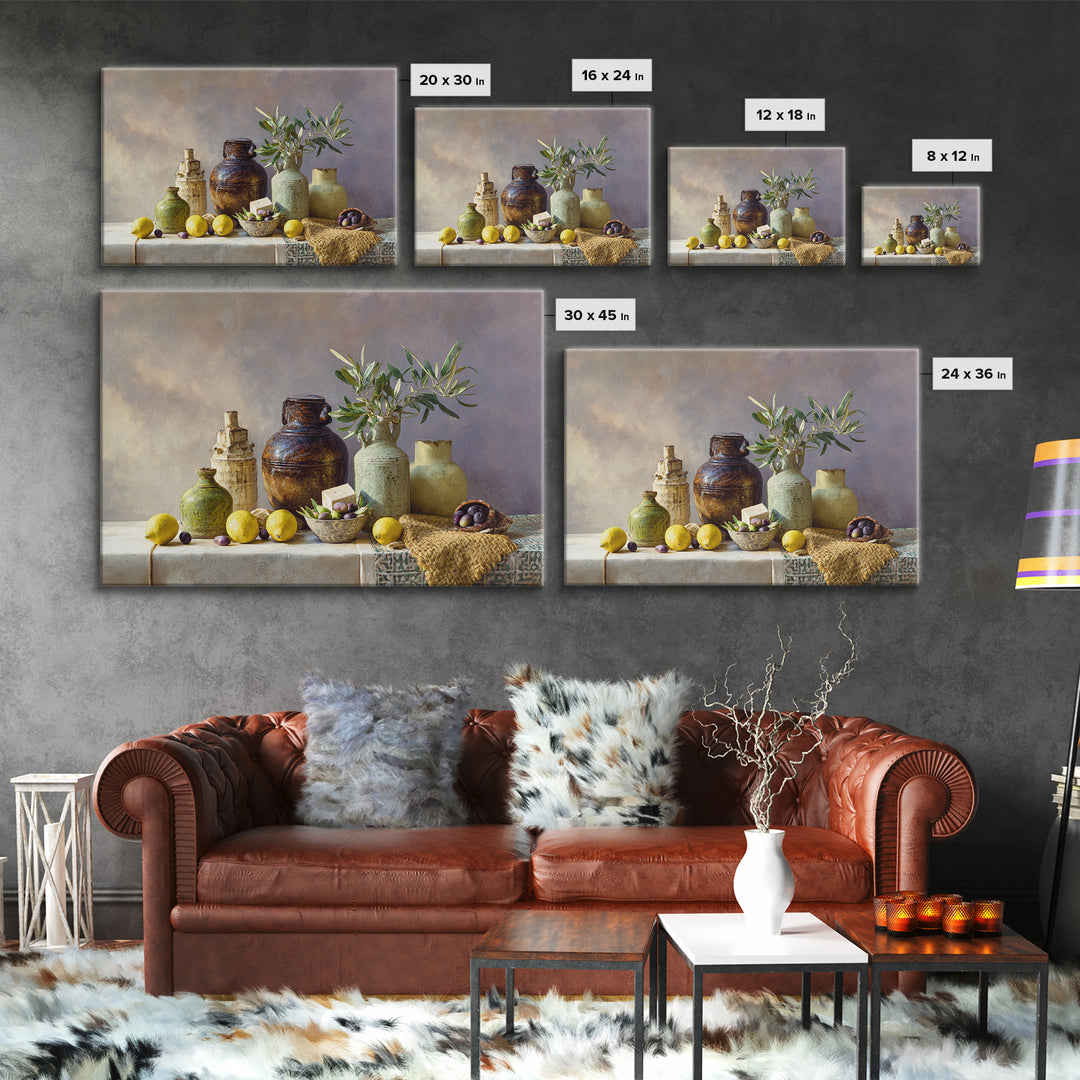 Figs Olives and Cheese Still Life Canvas Print, Mediterranean Art, Downloadable Art, Living Room Decor, Fine Art, Azure, MAR-3x2-84