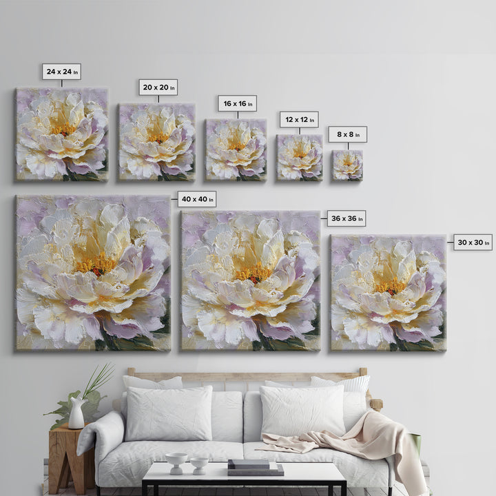 Romantic Neutral Peony Closeup Framed Canvas Print, Master Bedroom, Wall Art Bedroom, Bedroom Decor, Fine Art, Sanctuary, MAS-1x1-2