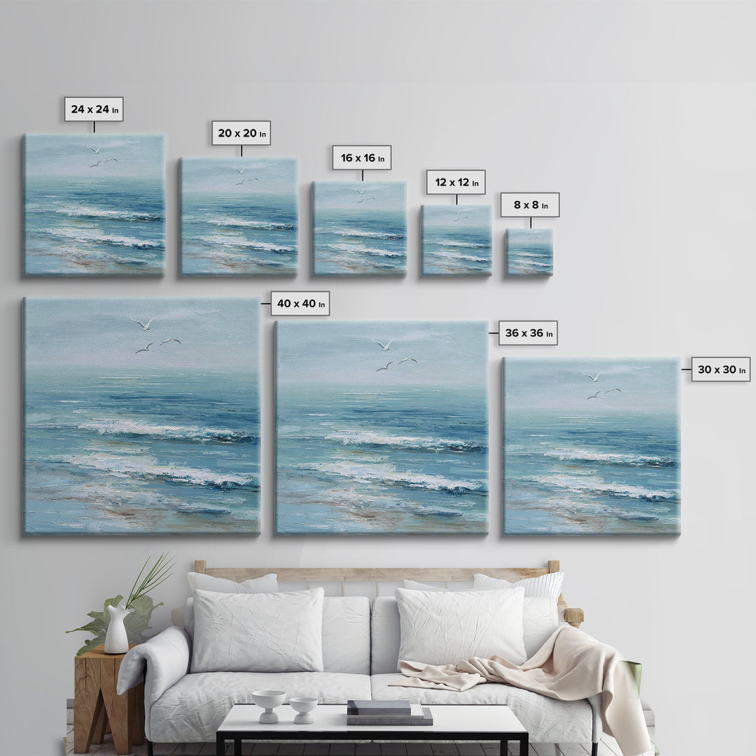 Hotel Coastal Landscape Framed Canvas Print, Master Bedroom, Neutral Decor, Bedroom Decor, Oil Painting, Sanctuary, Home Decor, MAS-1x1-21