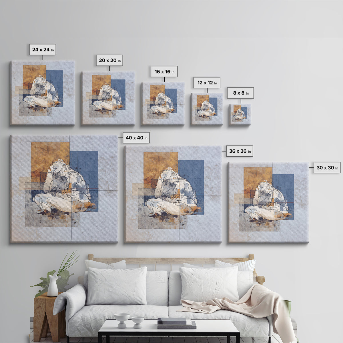 Classical Reclining Figure Implied Through Line Art Canvas Print, Master Bedroom, Wall Decor Bedroom, Bedroom Decor, Sanctuary, MAS-1x1-22