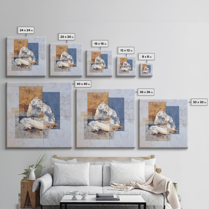 Classical Reclining Figure Implied Through Line Art Canvas Print, Master Bedroom, Wall Decor Bedroom, Bedroom Decor, Sanctuary, MAS-1x1-22