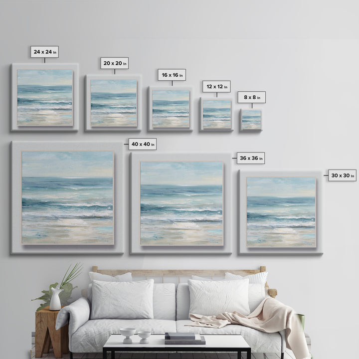 Elegant Moonlit Ocean Horizon Canvas Print, Master Bedroom, Room Decor, Bedroom Decor, Fine Art, Sanctuary, Wall Decal, MAS-1x1-25