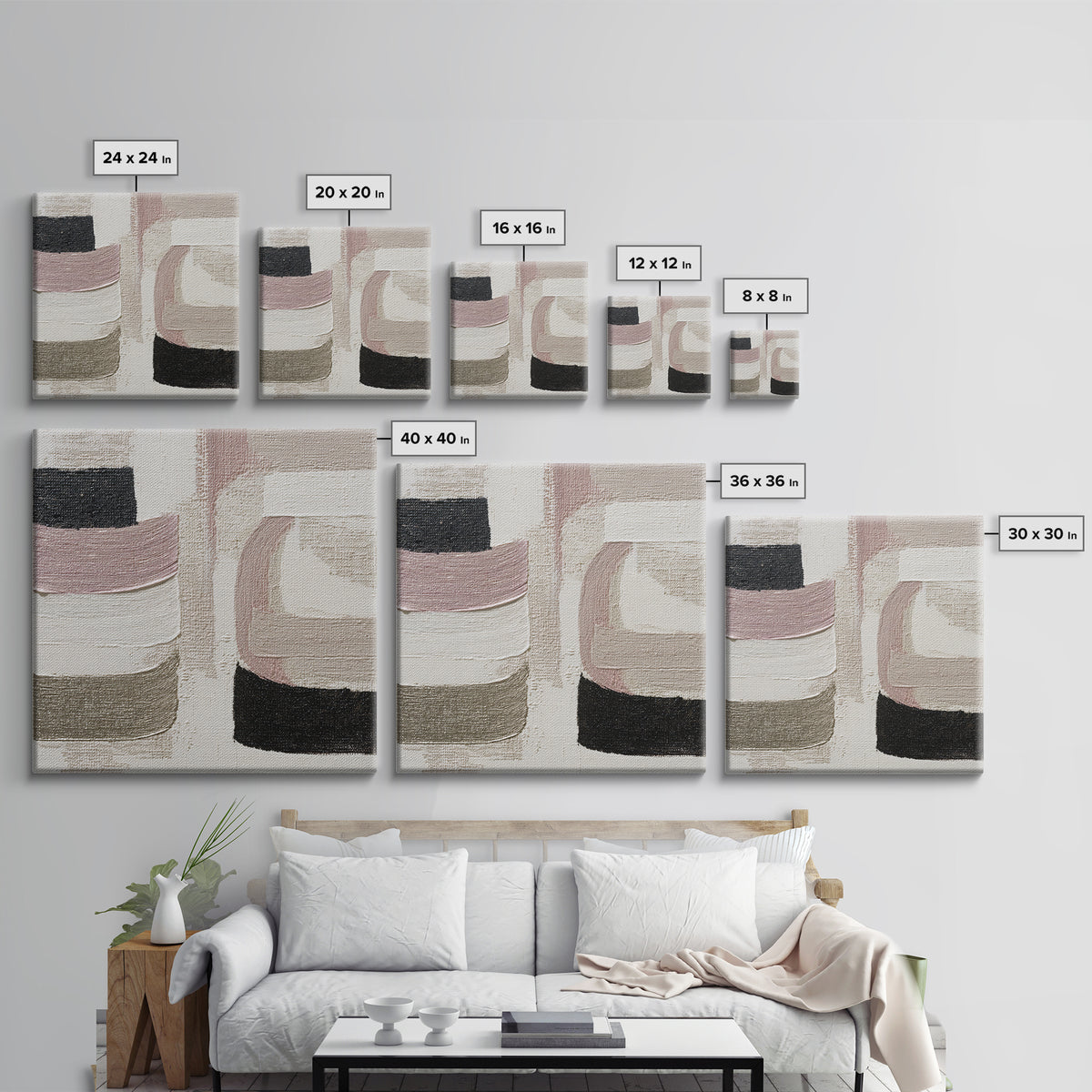 Soft Abstract Linen Texture Framed Canvas Print, Master Bedroom, Farmhouse Wall Art, Bedroom Decor, Fine Art, Sanctuary, MAS-1x1-27