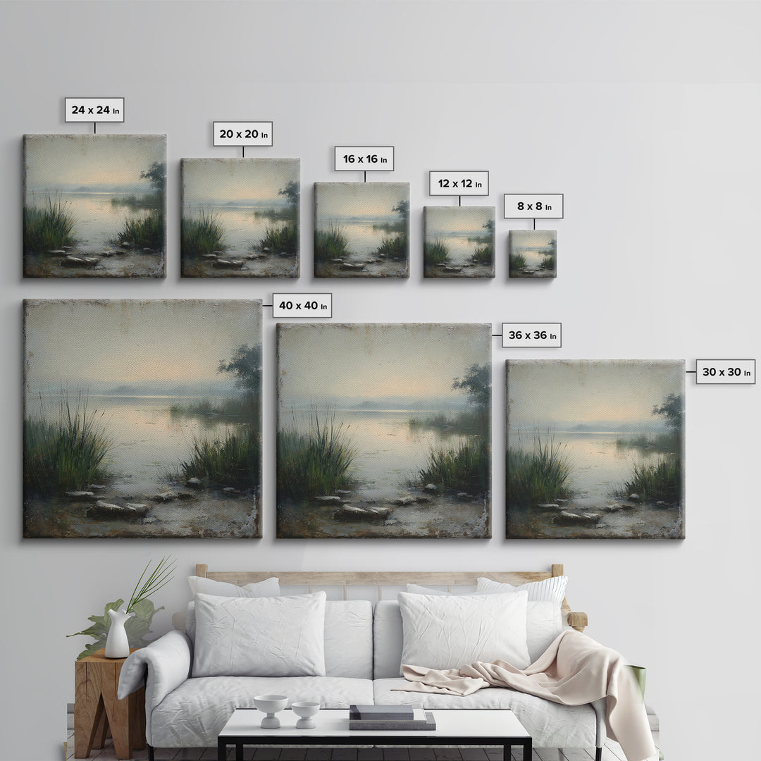 Serene Lake with Pale Morning Reflection Canvas Print, Master Bedroom, Bedroom Prints, Bedroom Decor, Fine Art, Sanctuary, MAS-1x1-31