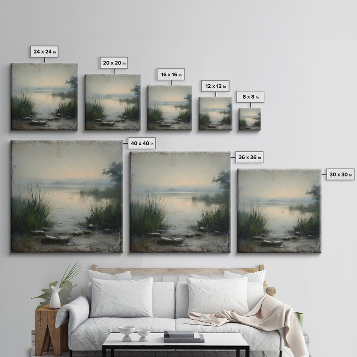 Serene Lake with Pale Morning Reflection Canvas Print, Master Bedroom, Bedroom Prints, Bedroom Decor, Fine Art, Sanctuary, MAS-1x1-31