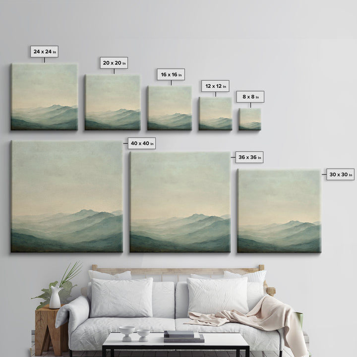 Soft Mountain Ridge Framed Canvas Print, Master Bedroom, Boho Decor, Bedroom Decor, Fine Art, Sanctuary, Wall Art Prints, MAS-1x1-37