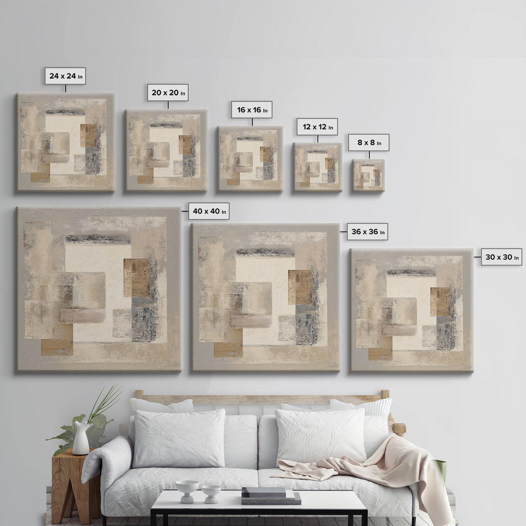Minimal Stone Shapes Framed Canvas Print, Master Bedroom, Room Decor, Bedroom Decor, Abstract Art, Sanctuary, Wall Decal, MAS-1x1-40