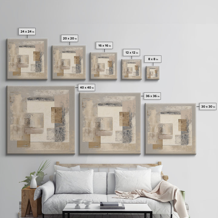 Minimal Stone Shapes Framed Canvas Print, Master Bedroom, Room Decor, Bedroom Decor, Abstract Art, Sanctuary, Wall Decal, MAS-1x1-40