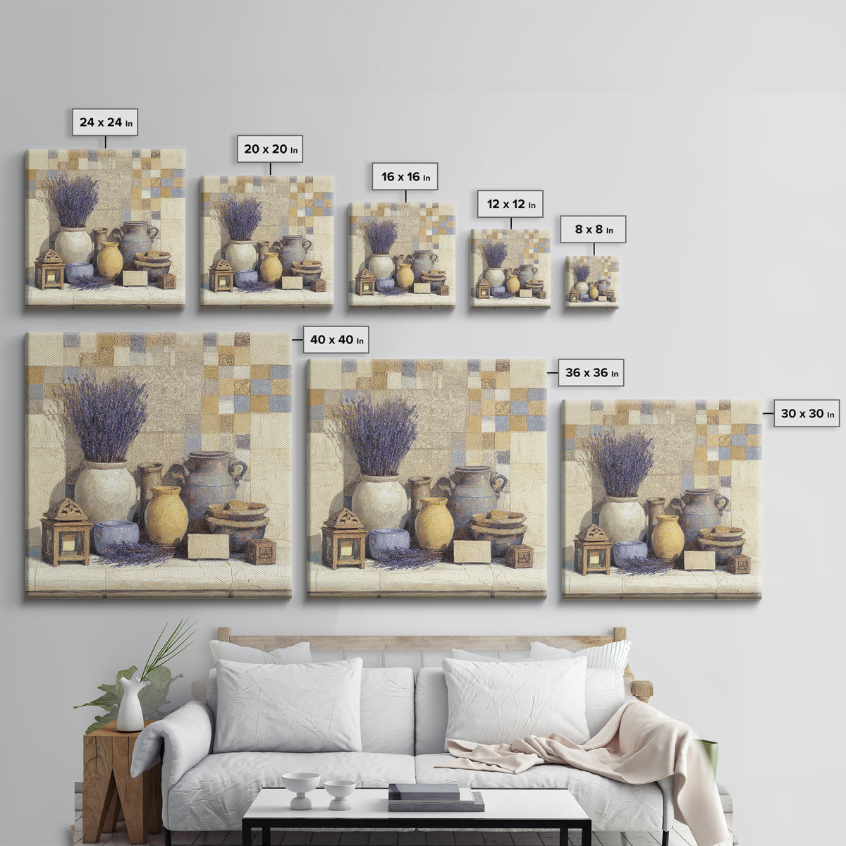 Lavender Field at Twilight Framed Canvas Print, Master Bedroom, Set of 2 Prints, Bedroom Decor, Abstract Art, Sanctuary, MAS-1x1-42