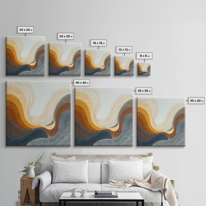 Abstract Wave Forms Framed Canvas Print, Master Bedroom, Farmhouse Decor, Bedroom Decor, Abstract Art, Sanctuary, MAS-1x1-44