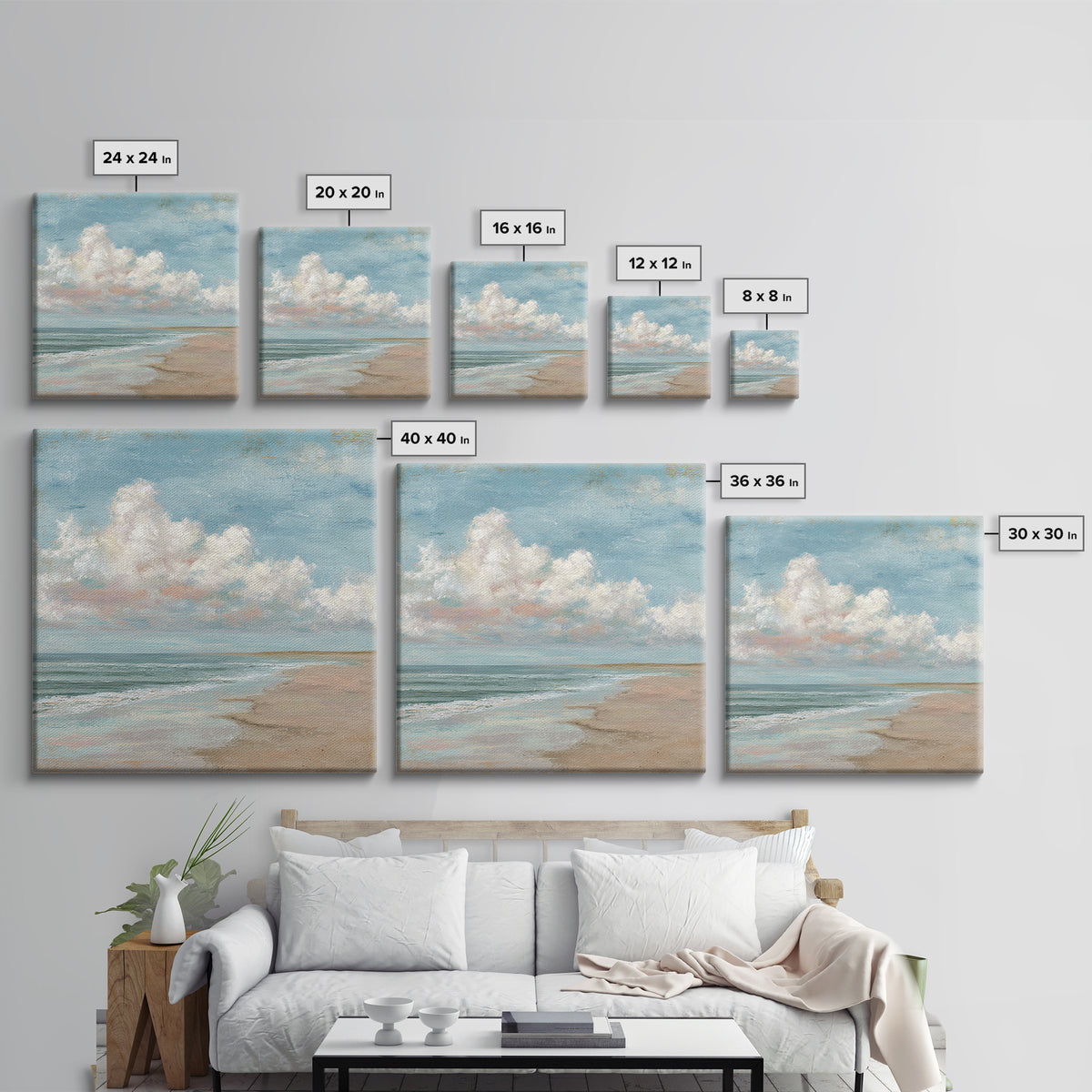 Hotel Coastal Landscape Canvas Print, Master Bedroom, Luxury Decor, Bedroom Decor, Fine Art, Sanctuary, Wedding Decor, MAS-1x1-45